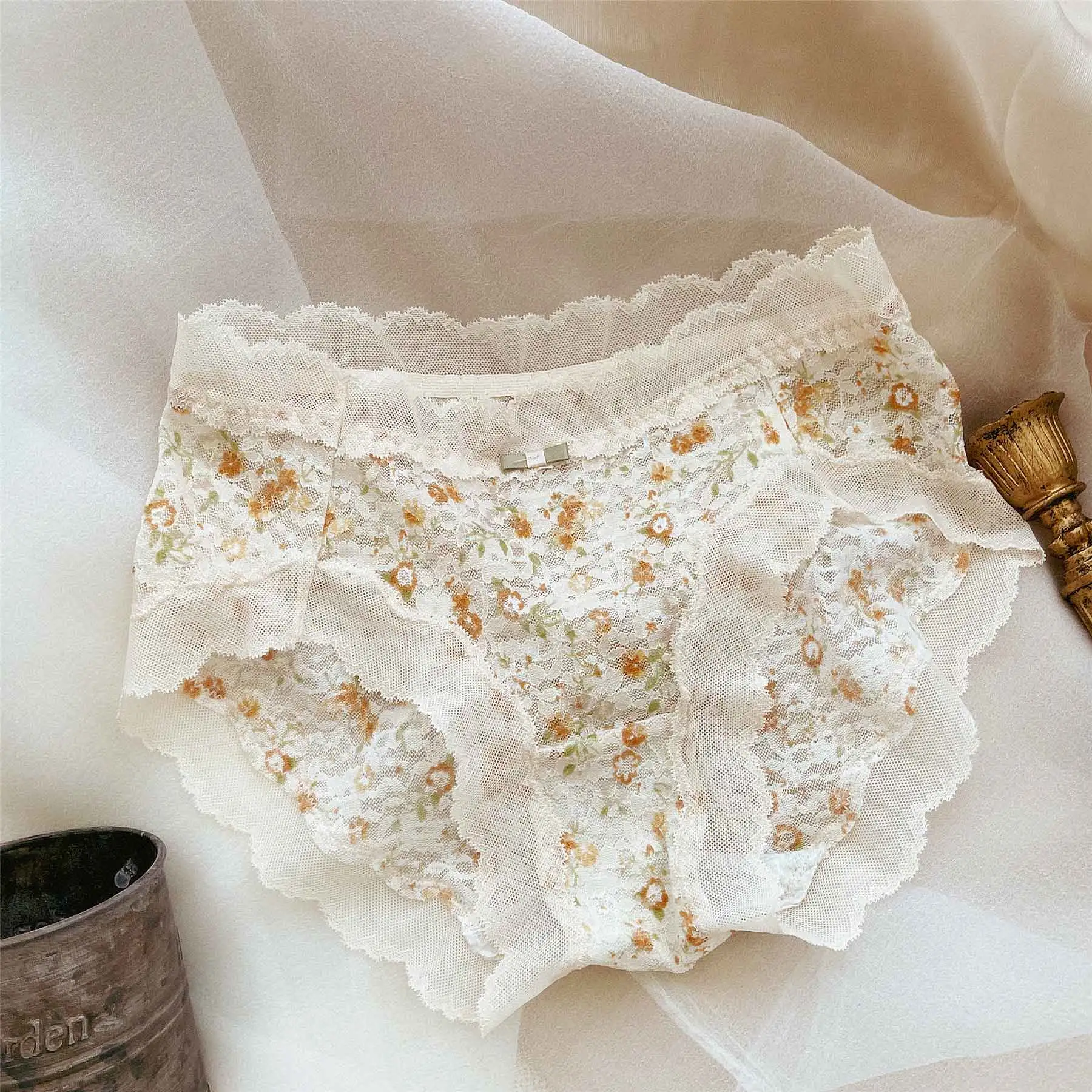 ロマンチック レース 花柄 清新 パンティ 薄い 通気 可愛い スタンダードショーツ