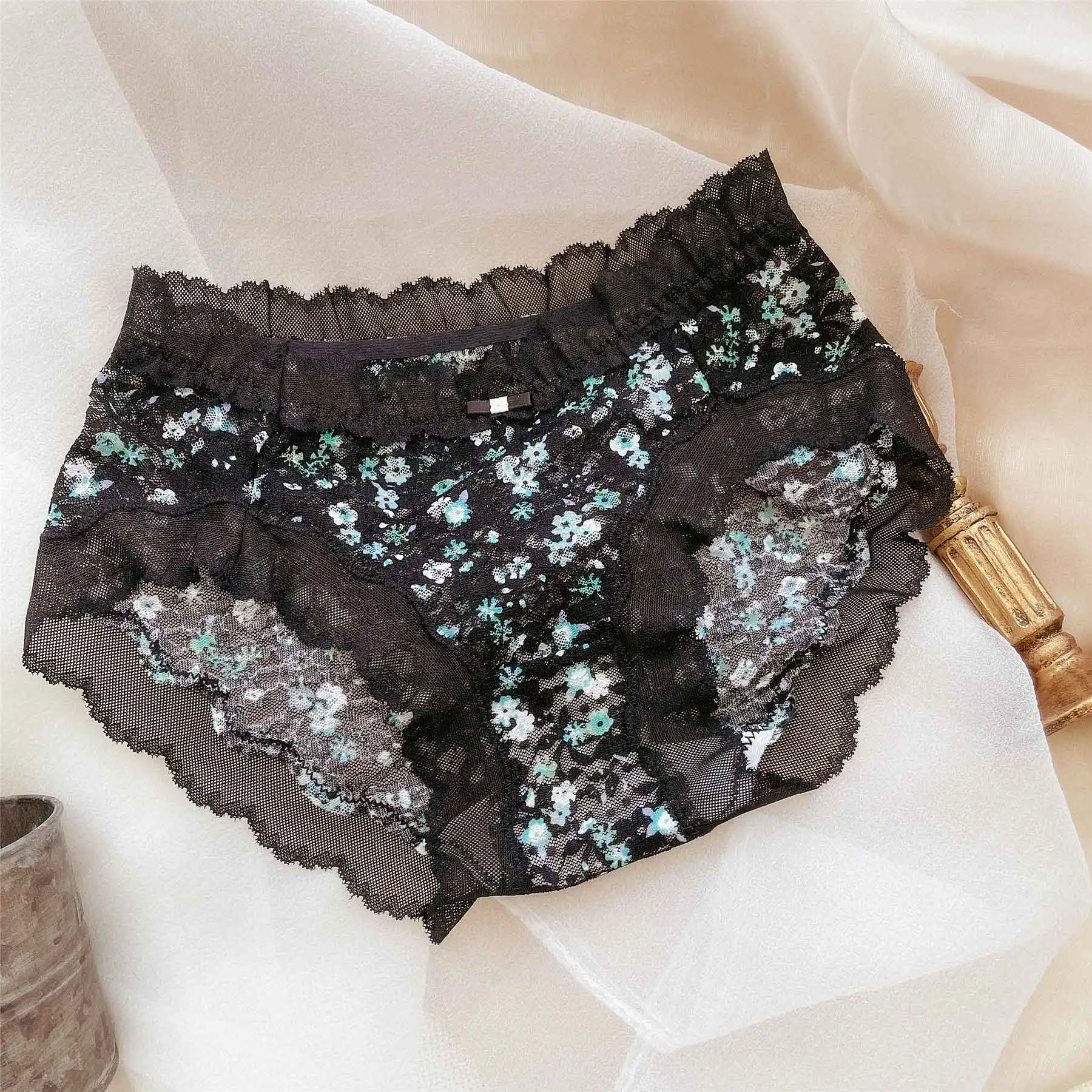 ロマンチック レース 花柄 清新 パンティ 薄い 通気 可愛い スタンダードショーツ