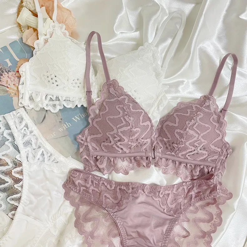 背中魅せ 蒸れない 超薄い フロントホック 単品販売可能 レース 切り替え A-Cカップ ノンワイヤー 高通気 ブラ・ショーツセット