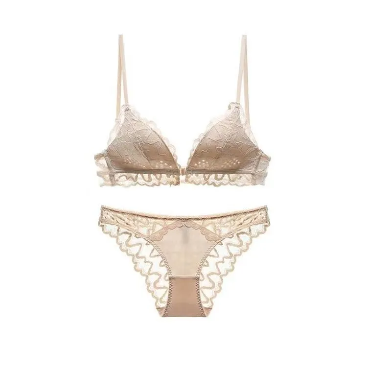 背中魅せ 蒸れない 超薄い フロントホック 単品販売可能 レース 切り替え A-Cカップ ノンワイヤー 高通気 ブラ・ショーツセット