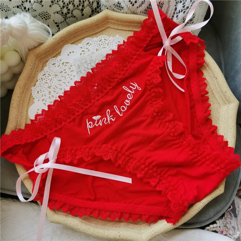 【レッド集合】大人可愛い レース フリル 女子高生 チェック柄 美尻 紐 スタンダードショーツ