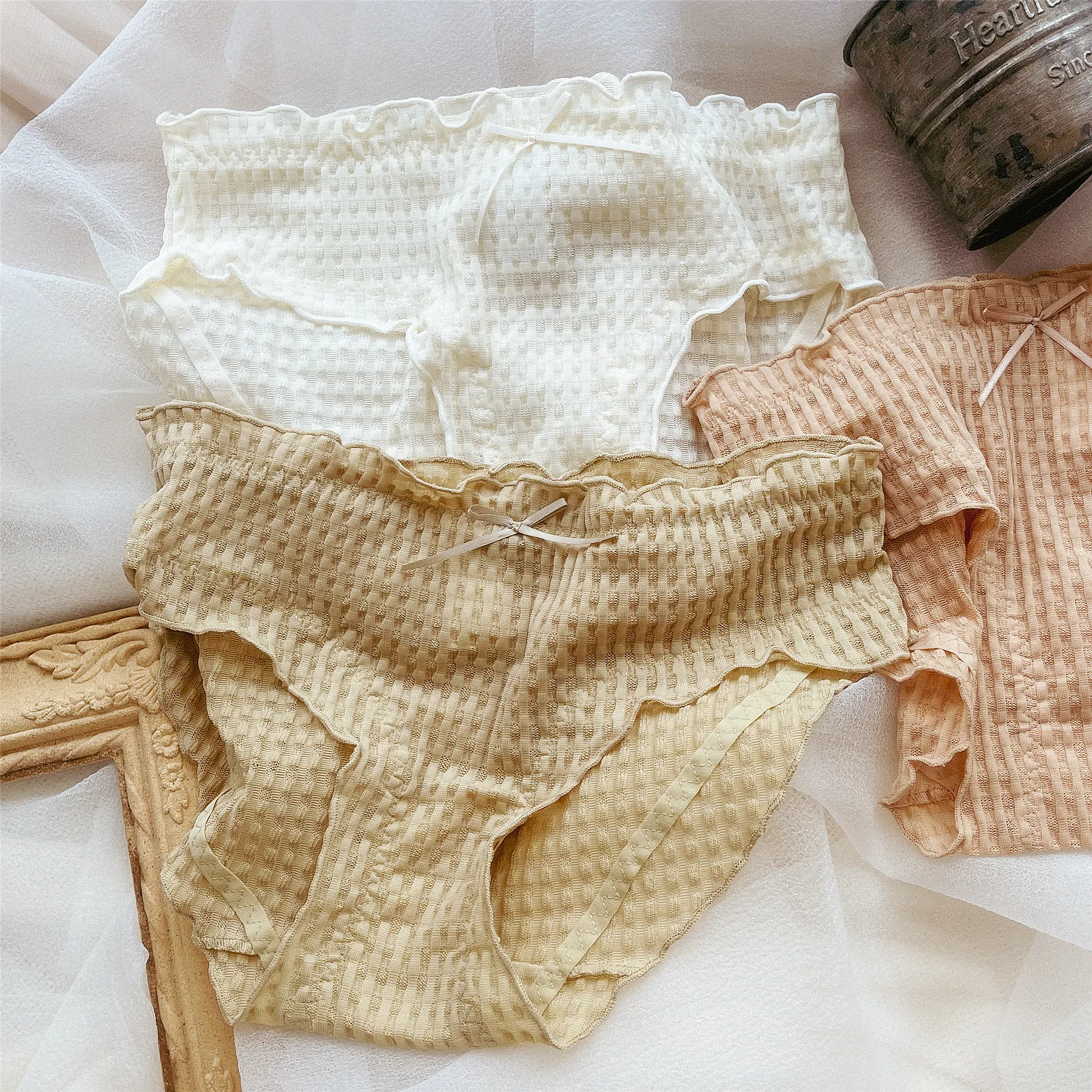 スウィート 大人可愛い 柔らかい メッシュ フリル 美尻 スタンダードショーツ