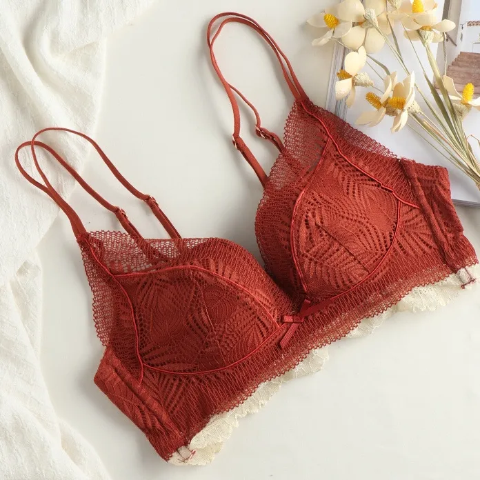 谷間メイク 超盛り セクシー レース A-Bカップ ノンワイヤー 楽ちん ブラジャー