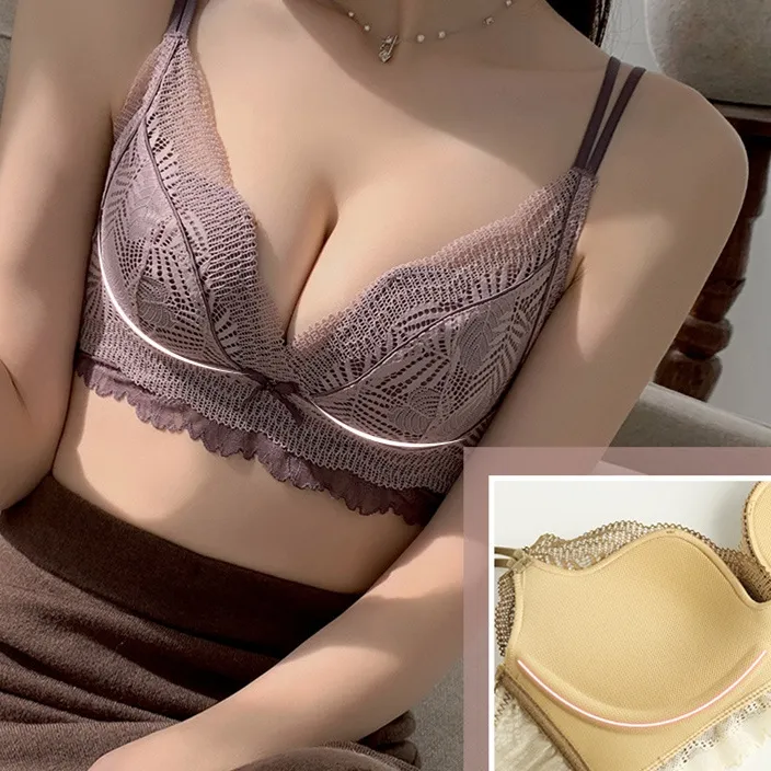 谷間メイク 超盛り セクシー レース A-Bカップ ノンワイヤー 楽ちん ブラジャー