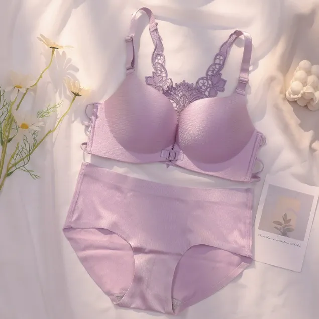 背中魅せ A-Bカップ フロントホック 背中すっきり ノンワイヤー セクシーブラ・ショーツセット