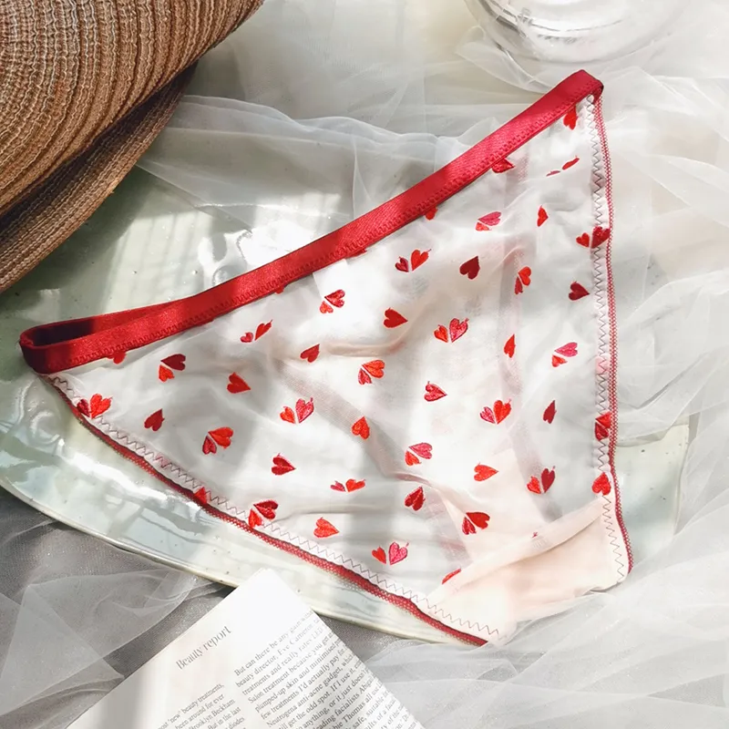 【♡の刺繡】少女いっぱい メッシュ 通気性良い 吸汗速乾 3色展開 つけ心地 スタンダードショーツ