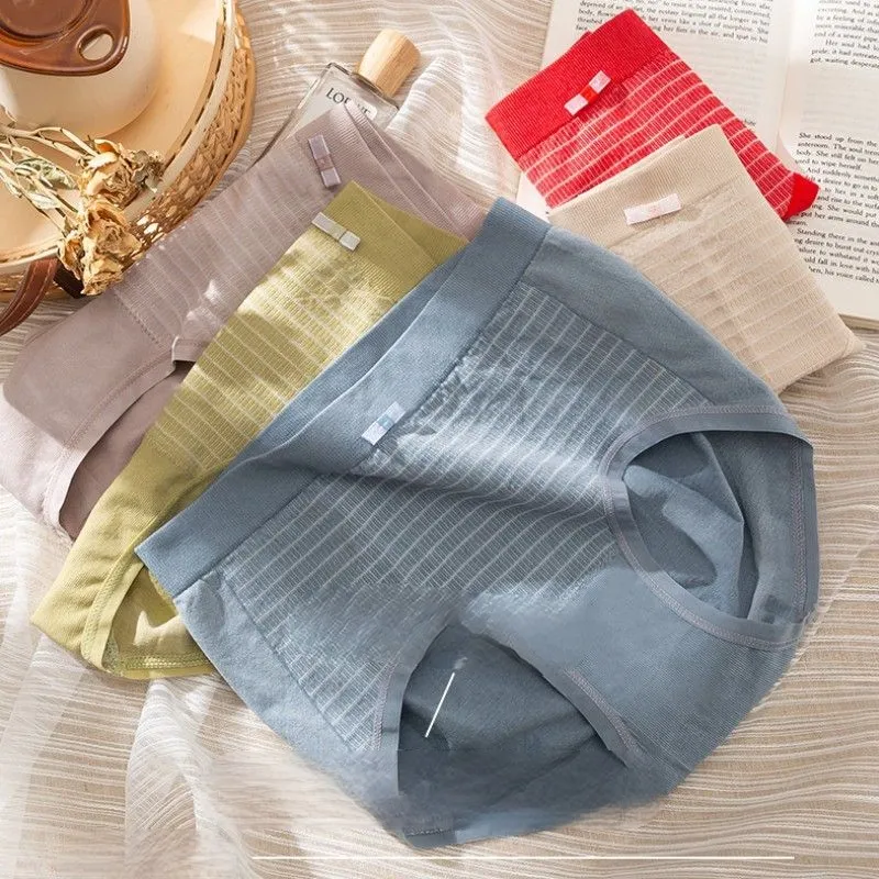 カールせずに締める 美尻 ストライプ柄  女子高生 ハイウエスト 無地 シンプル ショーツ