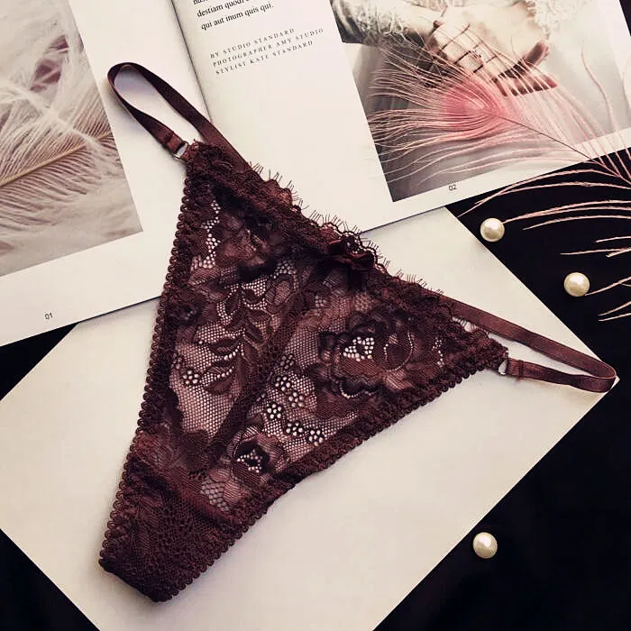 セクシー レース 超薄め 通気性良い 透け透け 誘惑 柔らかい 締め付け感ゼロ Ｔバック・タンガ