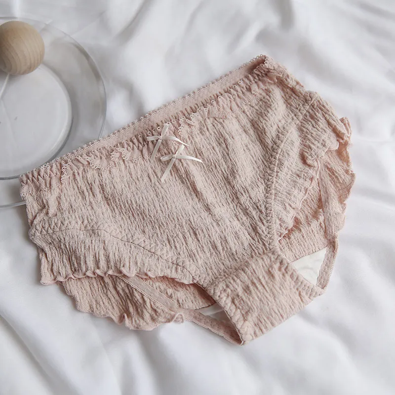 少女いっぱい フリル リボン付き 通気性良い 柔らかい 全4色 美尻 スタンダードショーツ