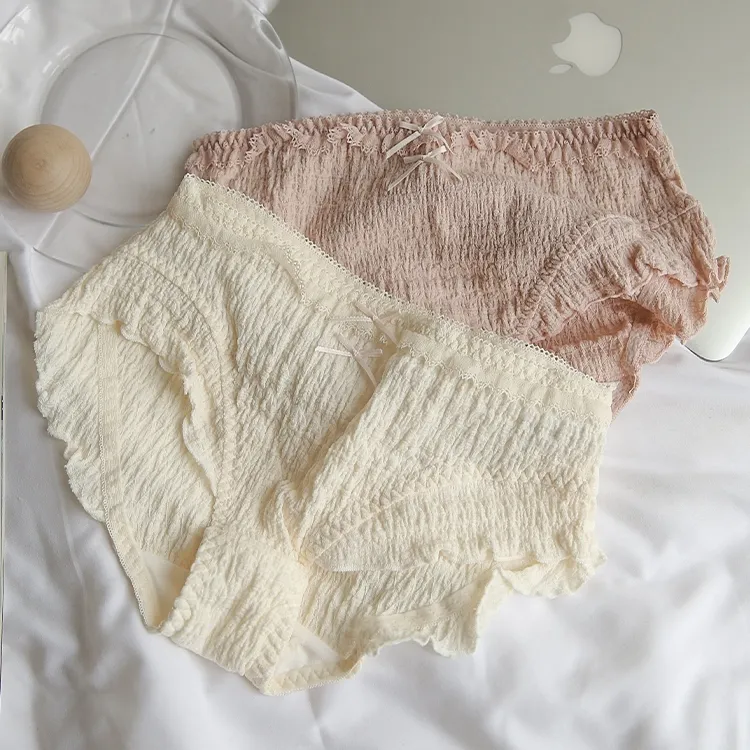 少女いっぱい フリル リボン付き 通気性良い 柔らかい 全4色 美尻 スタンダードショーツ