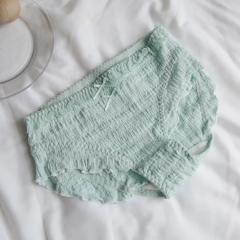 少女いっぱい フリル リボン付き 通気性良い 柔らかい 全4色 美尻 スタンダードショーツ