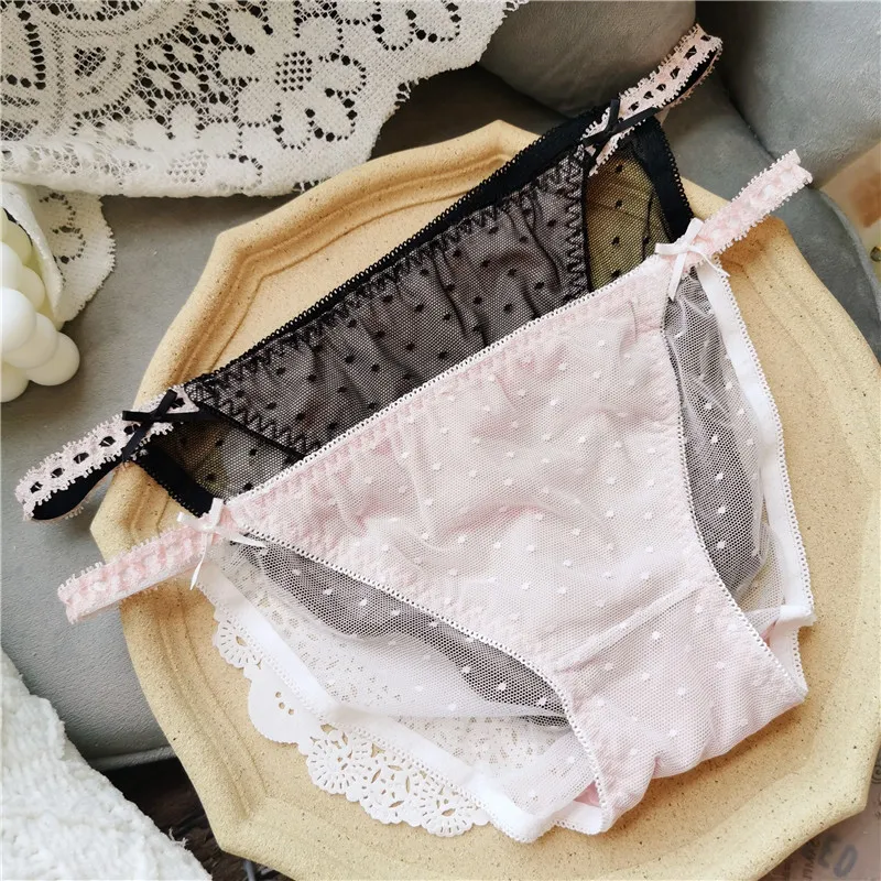 柔らかい ドット柄 女子高生 可愛い スケスケ メッシュ 美尻 スタンダードショーツ