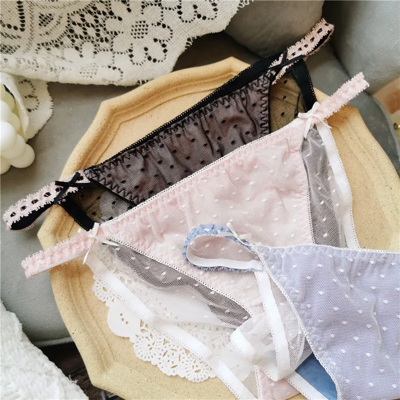 柔らかい ドット柄 女子高生 可愛い スケスケ メッシュ 美尻 スタンダードショーツ