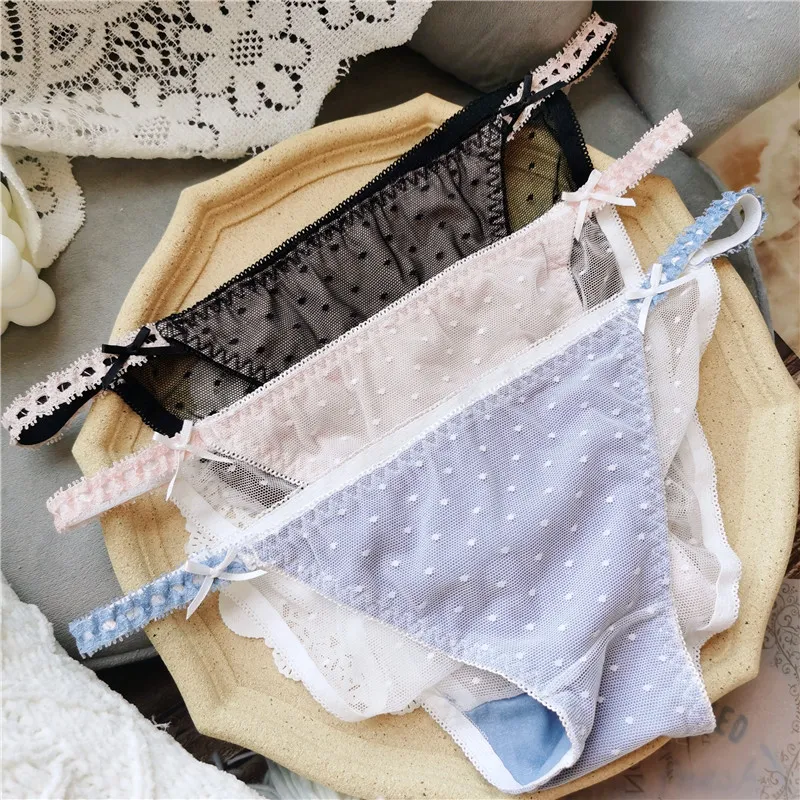 柔らかい ドット柄 女子高生 可愛い スケスケ メッシュ 美尻 スタンダードショーツ