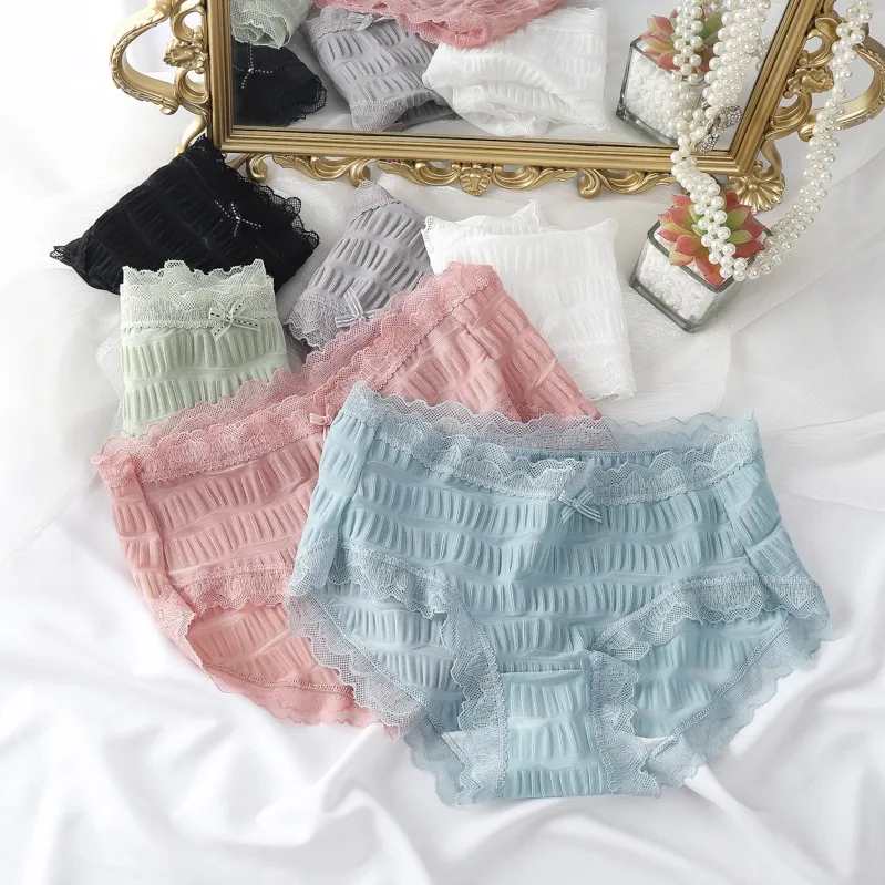 通気性抜群 オシャレ 柔らかい 肌に優しい リボン付き 伸縮性のある 美尻 スタンダードショーツ