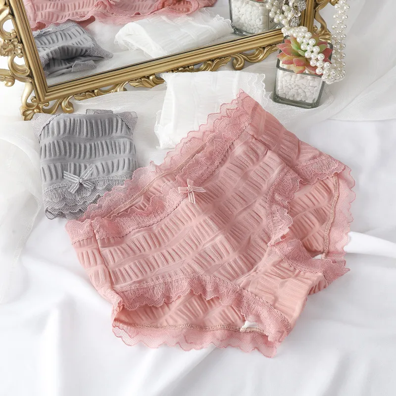 通気性抜群 オシャレ 柔らかい 肌に優しい リボン付き 伸縮性のある 美尻 スタンダードショーツ