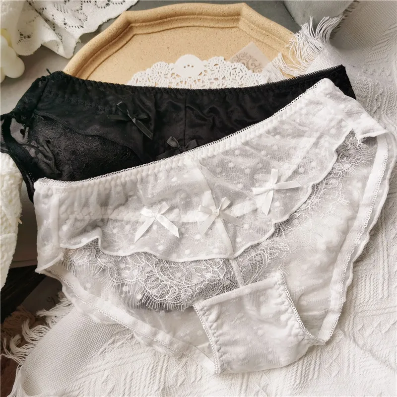 スウィート レース メッシュ リボン ドット柄 美尻 大人可愛い スタンダードショーツ