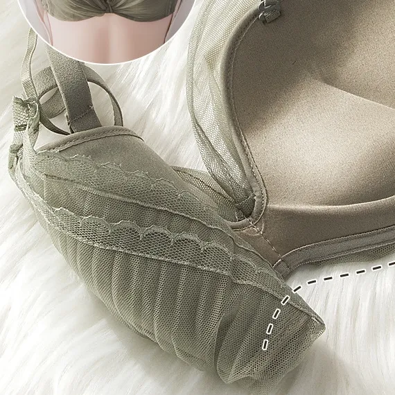 【自然盛りブラ】新色入荷 A-Bカップ シンプル メッシュ 柔らかい リボン型 ノンワイヤー ブラ・ショーツセット