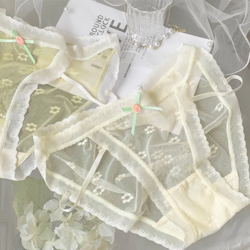 フランス式 高級感 エレガント メッシュ 高通気性 セクシー レース スタンダードショーツ