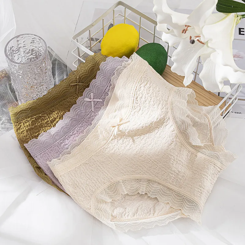 フェミニン 高通気性 シームレス 肌に優しい 柔らかい レース スタンダードショーツ
