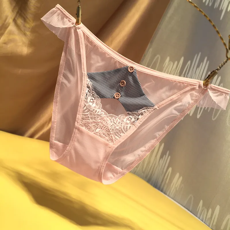 オシャレ レース メッシュ 切り替え フリル 透け透け 全4色 スタンダードショーツ