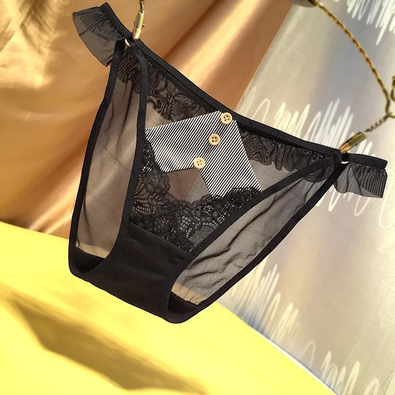 オシャレ レース メッシュ 切り替え フリル 透け透け 全4色 スタンダードショーツ