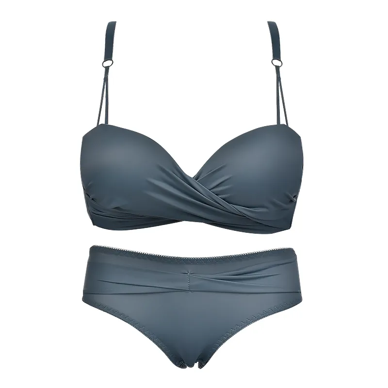 下垂防止 セクシー 無地 A-Bカップ ノンワイヤー 盛れる ハミ肉ゼロ ブラ・ショーツセット