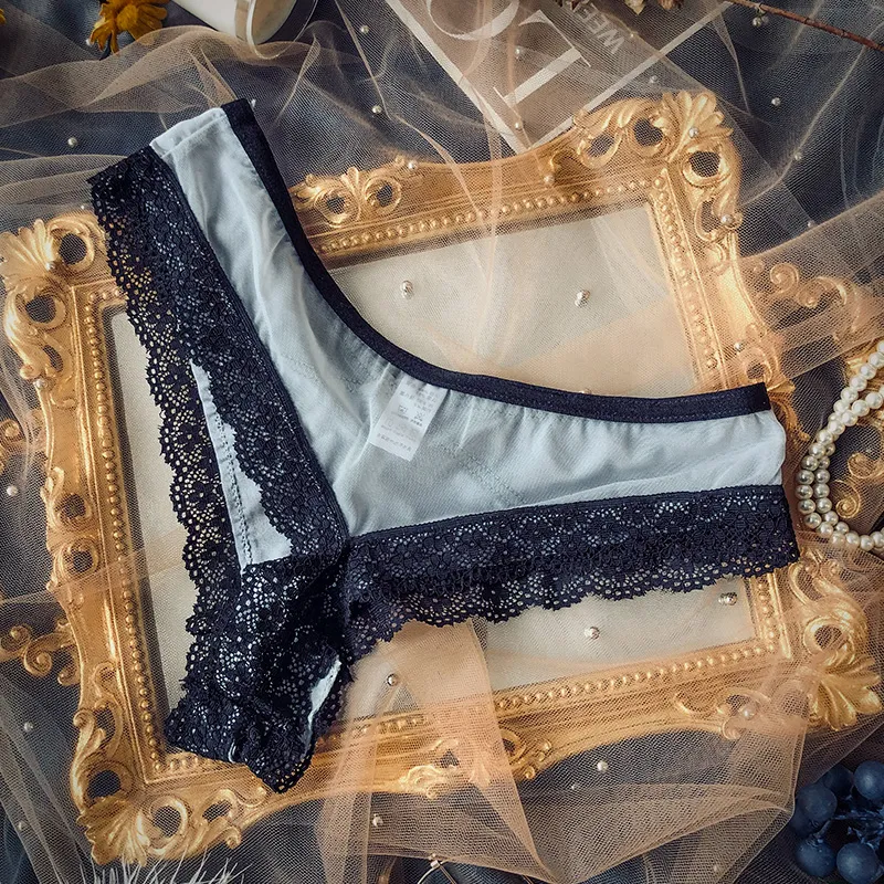 デザイン性抜群 レース セクシー 誘惑 ローウェスト コットン 切り替え Ｔバック・タンガ