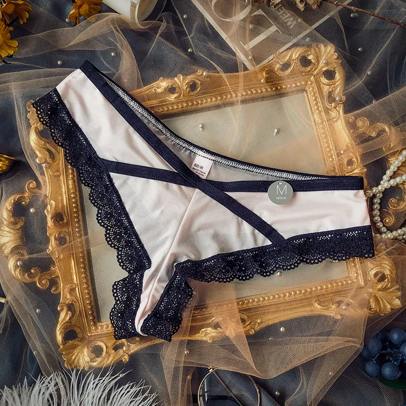 デザイン性抜群 レース セクシー 誘惑 ローウェスト コットン 切り替え Ｔバック・タンガ