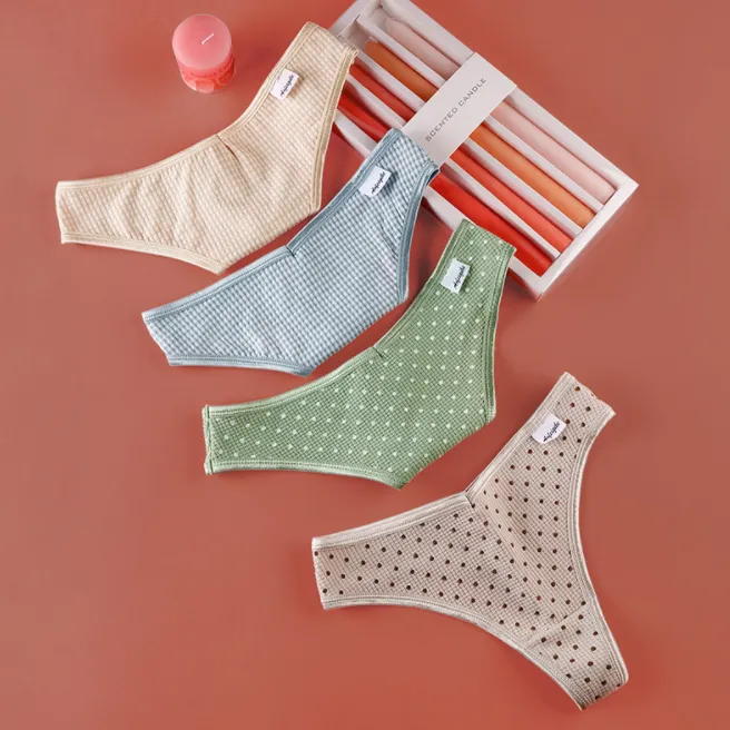 定番シンプル ローウエスト ドット柄 通気性良い クッション性 Ｔバック・タンガ