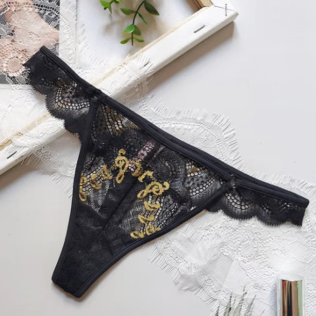 セクシー レース 刺繡 大人女子系 ストレッチ 美尻 Tバック・タンガ