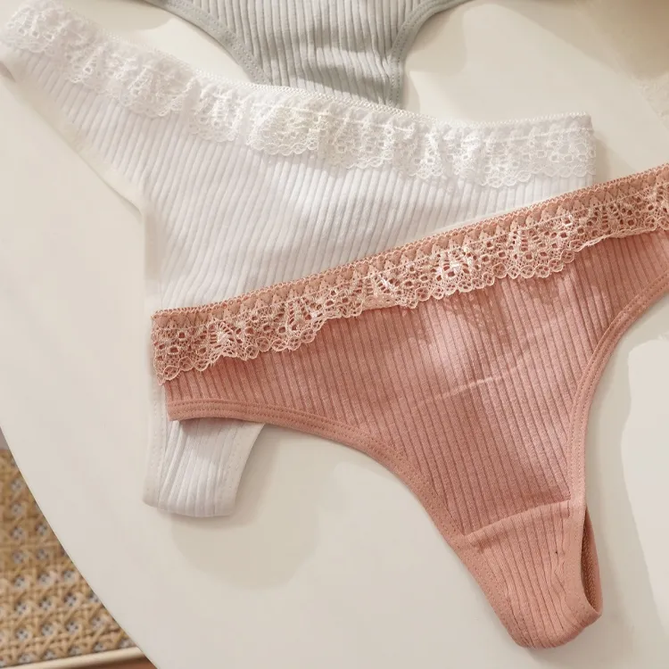 シンプル スポーツ レース 切り替え 超薄め 通気性良い 無地 Ｔバック・タンガ