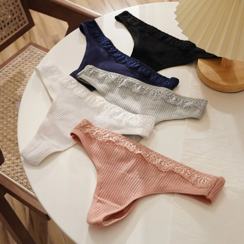 シンプル スポーツ レース 切り替え 超薄め 通気性良い 無地 Ｔバック・タンガ