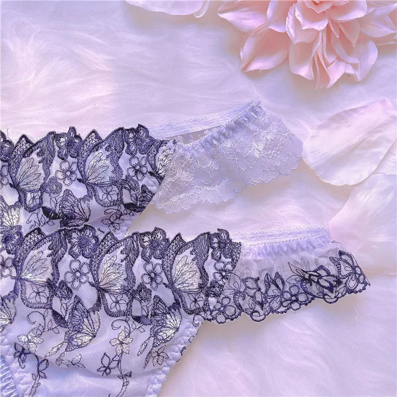刺繡花柄 レース 贅沢 スウィート 美尻 高通気 パンティ Tバック・タンガ