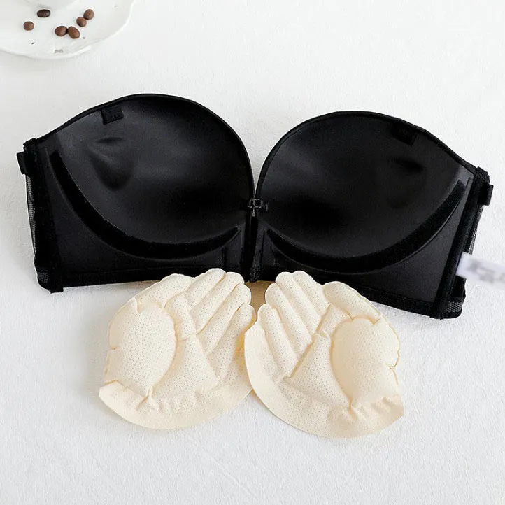 超盛れ フロントホック ノンワイヤー A-Cカップ 深い谷間 バストアップ ブラ・ショーツセット