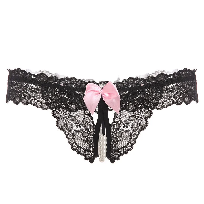 可愛いデザイン セクシー 誘惑 マンネリ解消 穴開き リボン レース パール 配色 Ｔバック・タンガ