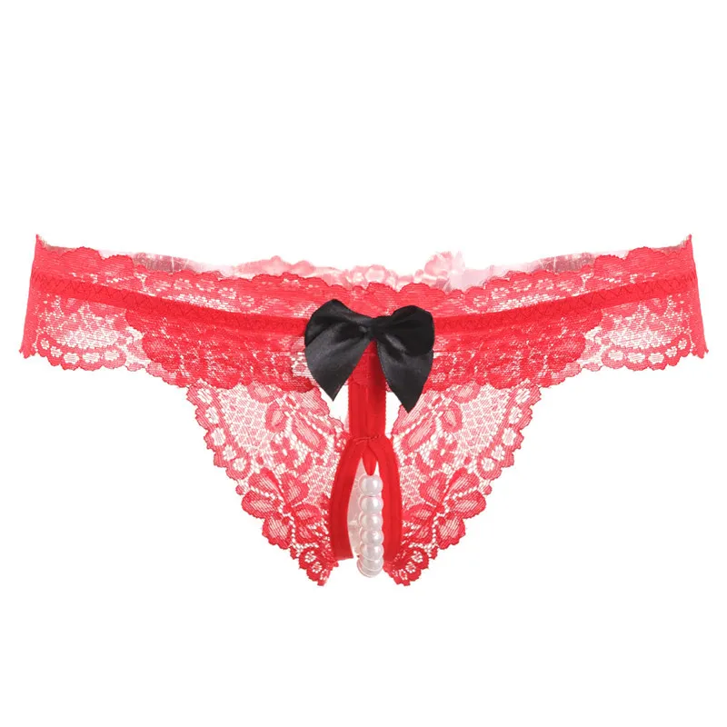 可愛いデザイン セクシー 誘惑 マンネリ解消 穴開き リボン レース パール 配色 Ｔバック・タンガ