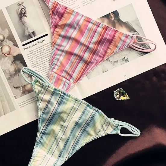 おしゃれ ストライプ柄 配色 ローウエスト セクシー ステルス Ｔバック・タンガ