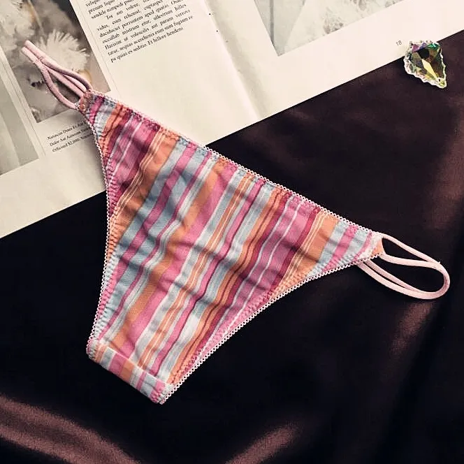 おしゃれ ストライプ柄 配色 ローウエスト セクシー ステルス Ｔバック・タンガ