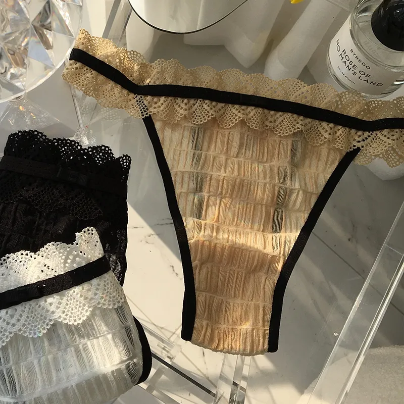 フェミニン 切り替え レース 配色 ローウエスト レディース Tバック・タンガ