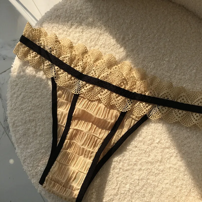 フェミニン 切り替え レース 配色 ローウエスト レディース Tバック・タンガ