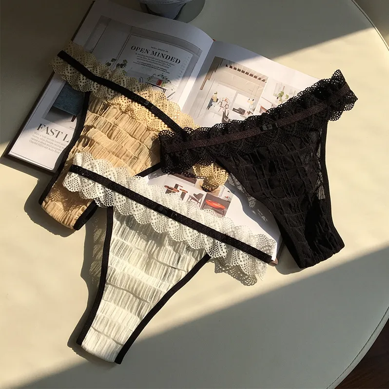 フェミニン 切り替え レース 配色 ローウエスト レディース Tバック・タンガ