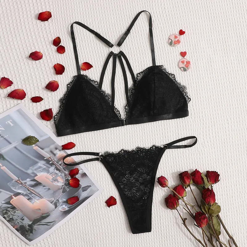 フェミニン セクシー 背中魅せ ノンワイヤー フロントホック 透け感  レース 超絶 ブラ・ショーツセット
