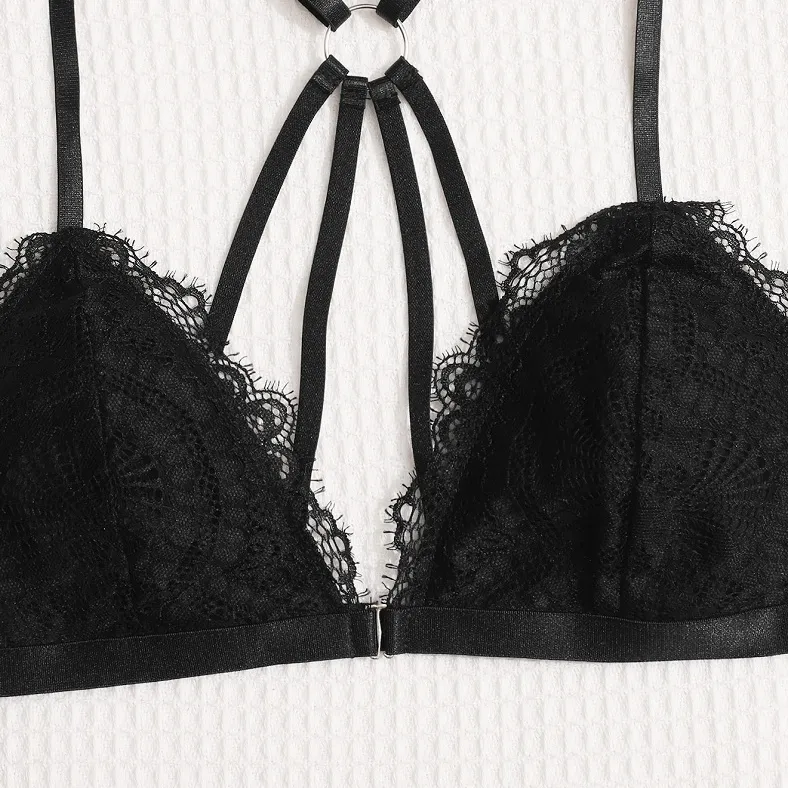 フェミニン セクシー 背中魅せ ノンワイヤー フロントホック 透け感  レース 超絶 ブラ・ショーツセット