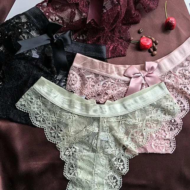 あざかわ 人気を独占中♡ レース 透かし彫り リボン 無地 Tバック・タンガ