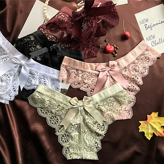 あざかわ 人気を独占中♡ レース 透かし彫り リボン 無地 Tバック・タンガ