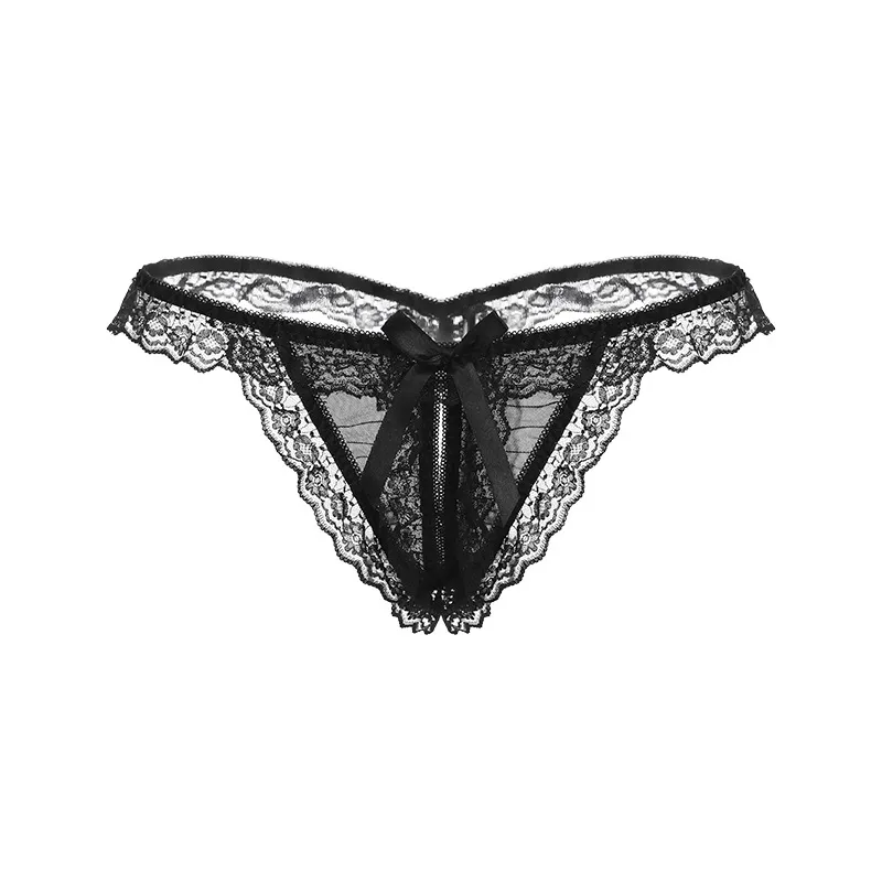 セクシー ローウエスト レース リボン 透け感 穴あき レディース Tバック・タンガ