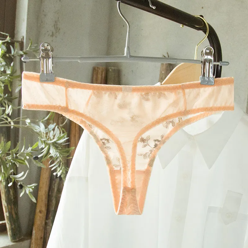 人気を独占中♡ 刺繡 メッシュ シームレス ローウエスト Ｔバック・タンガ