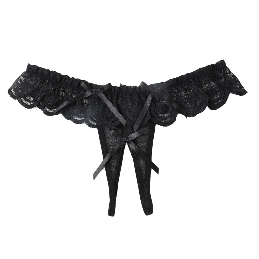 圧倒的セクシー レース リボン付き 穴あき ローウエスト Tバック・タンガ