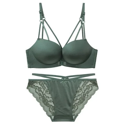 ハミ肉ゼロ フロントホック ノンワイヤー A-Bカップ 背中スッキリ 無地 ブラ・ショーツセット